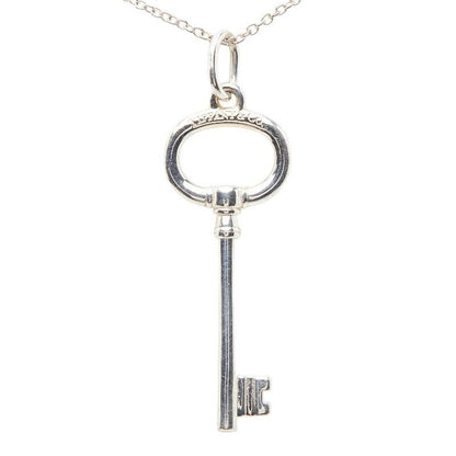 Tiffany & Co Oval Key Chain Pendant Necklace Silver
