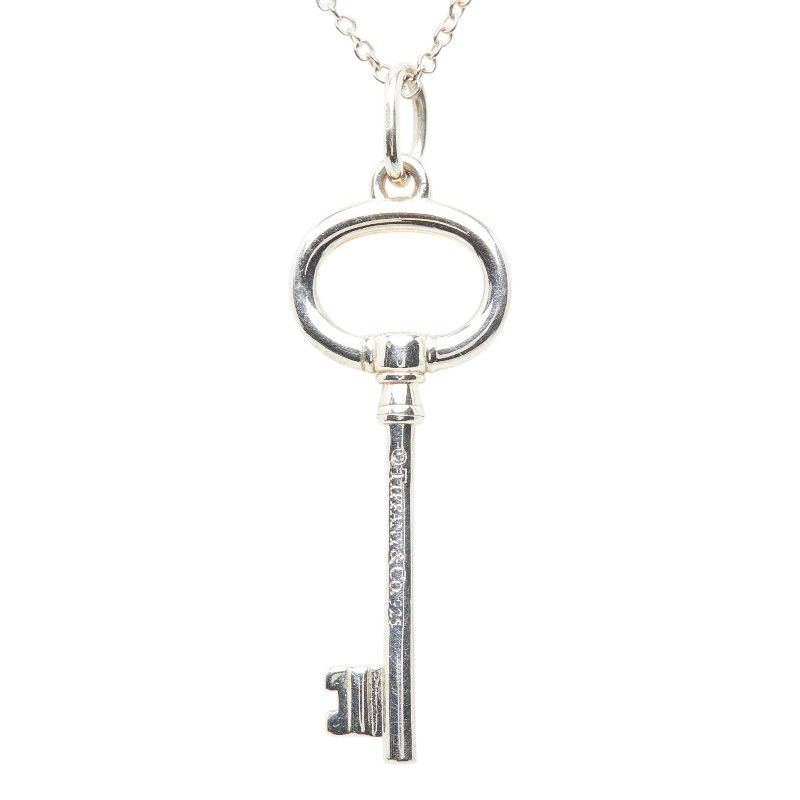 Tiffany & Co Oval Key Chain Pendant Necklace Silver