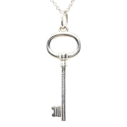 Tiffany & Co Oval Key Chain Pendant Necklace Silver