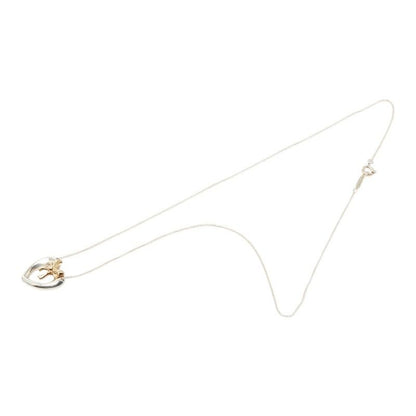 Tiffany & Co Heart Ribbon Chain Pendant Necklace Silver 18k Yellow Gold