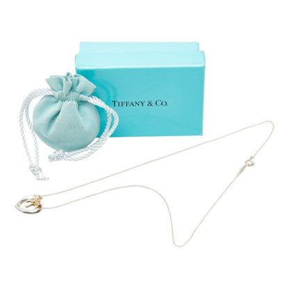 Tiffany & Co Heart Ribbon Chain Pendant Necklace Silver 18k Yellow Gold
