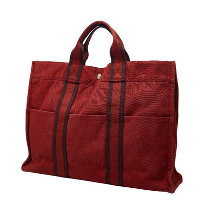 Hermes Fourre Tout MM Tote Red Canvas