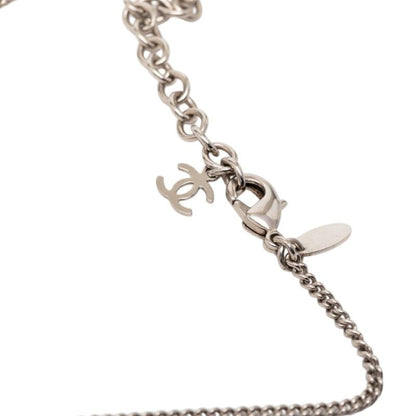 Chanel CC Logo Square Cube Pendant Necklace Clear Black Silver Metal Plastic