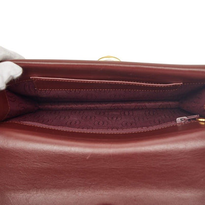 Cartier Must Line Crossbody Shoulder Bag Wine Red Gold Leather