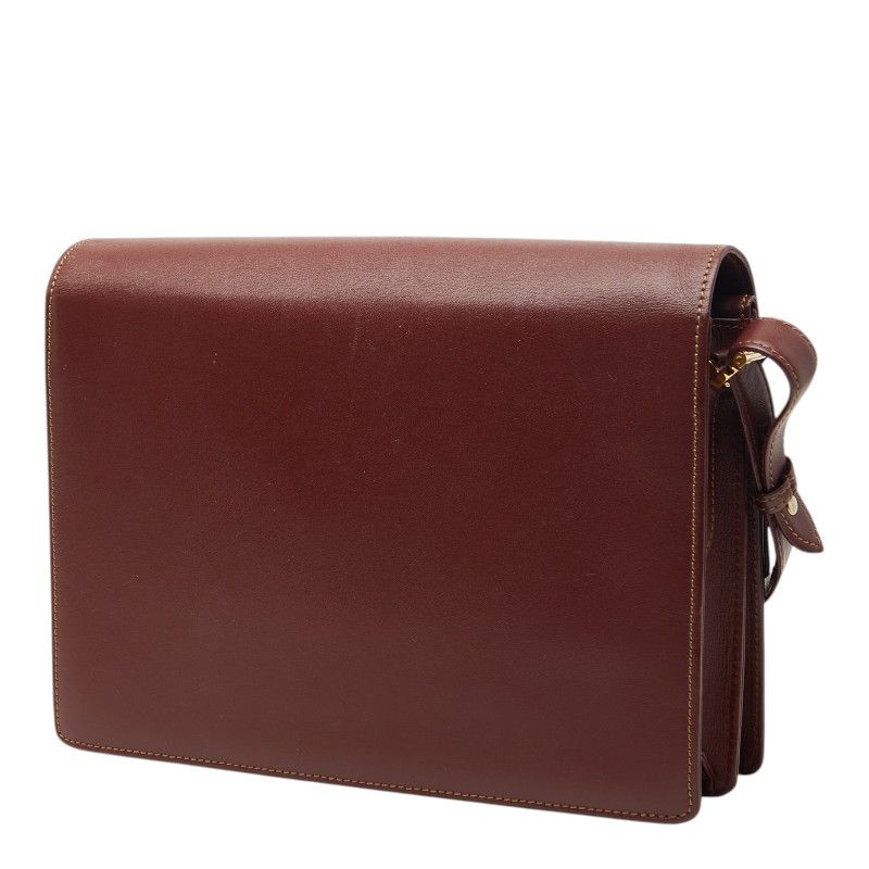 Cartier Must Line Crossbody Shoulder Bag Wine Red Gold Leather