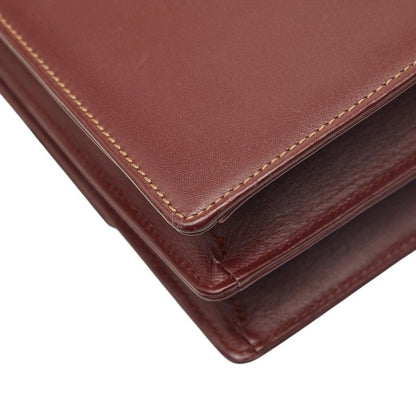 Cartier Must Line Crossbody Shoulder Bag Wine Red Gold Leather