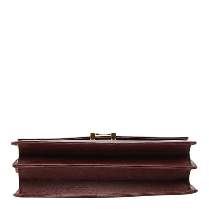Cartier Must Line Crossbody Shoulder Bag Wine Red Gold Leather