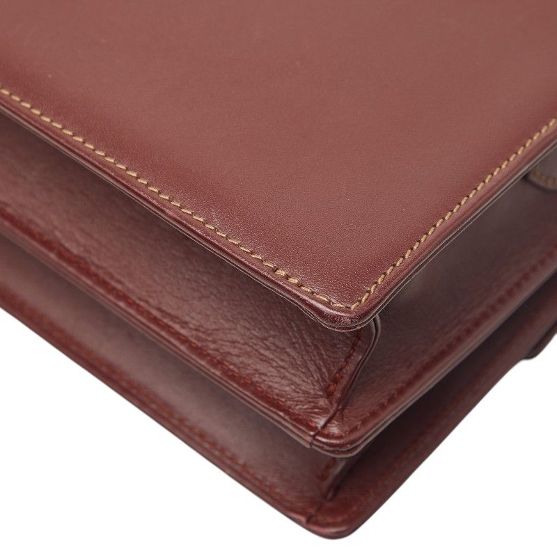Cartier Must Line Crossbody Shoulder Bag Wine Red Gold Leather