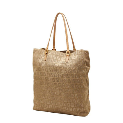 Fendi Zucchino Tote Beige Nylon Leather