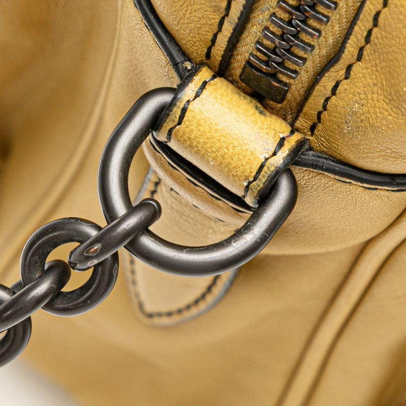 Bottega Veneta Intrecciato Shoulder Bag Khaki Leather