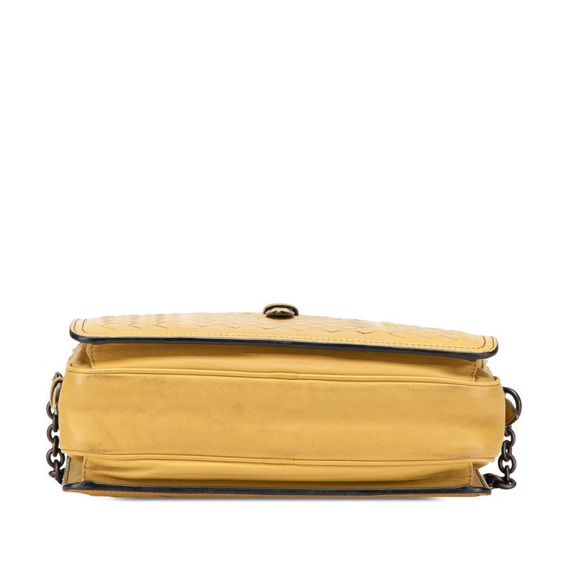 Bottega Veneta Intrecciato Shoulder Bag Khaki Leather