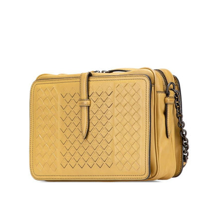Bottega Veneta Intrecciato Shoulder Bag Khaki Leather