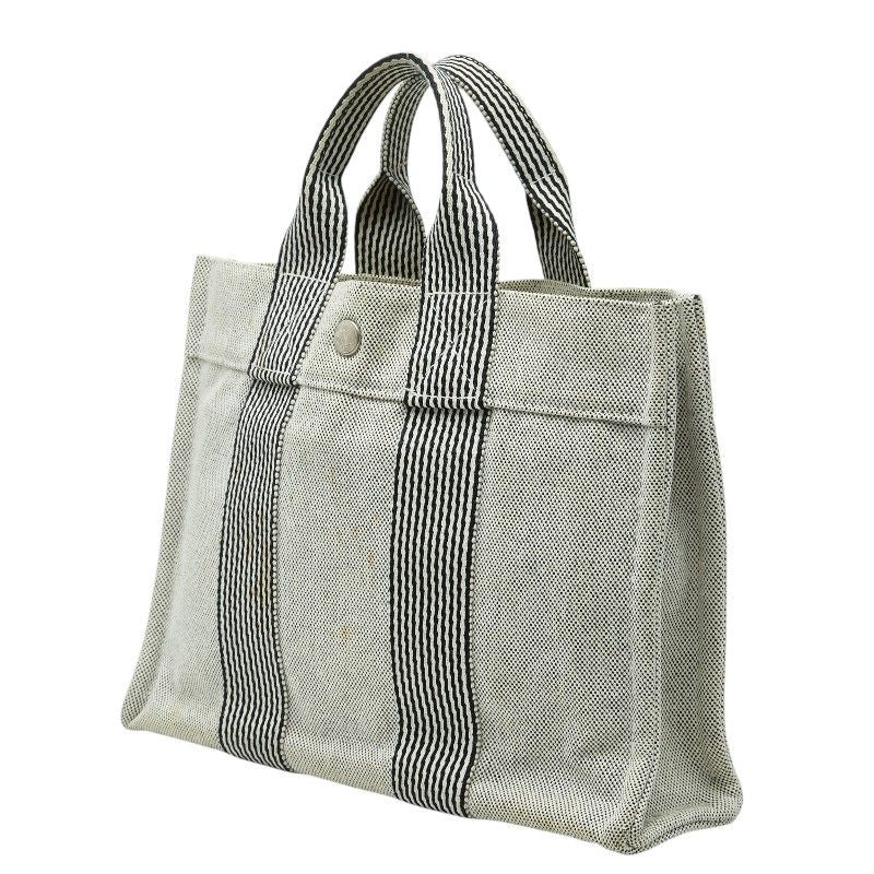 Hermes New Fourre Tout PM Mini Tote Black White Toile Ash