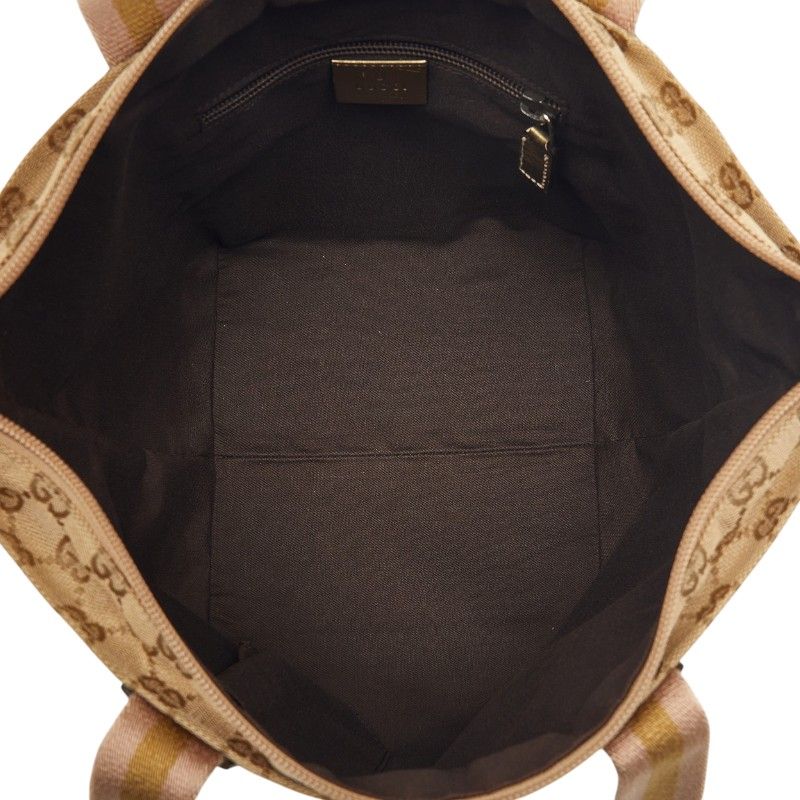 Gucci GG Canvas Handbag Beige Gold
