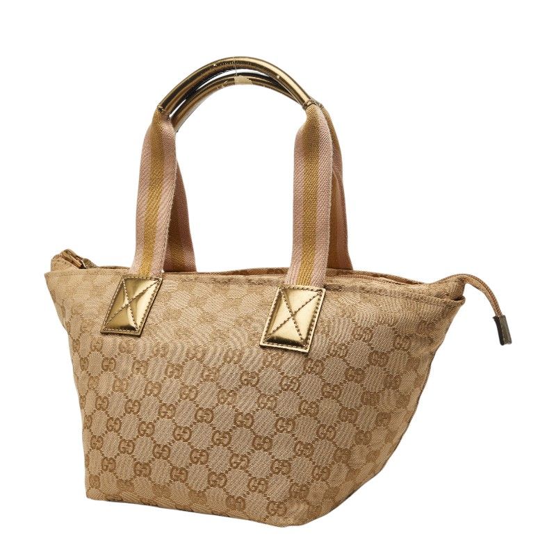 Gucci GG Canvas Handbag Beige Gold