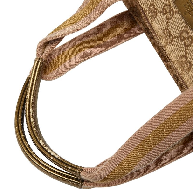 Gucci GG Canvas Handbag Beige Gold