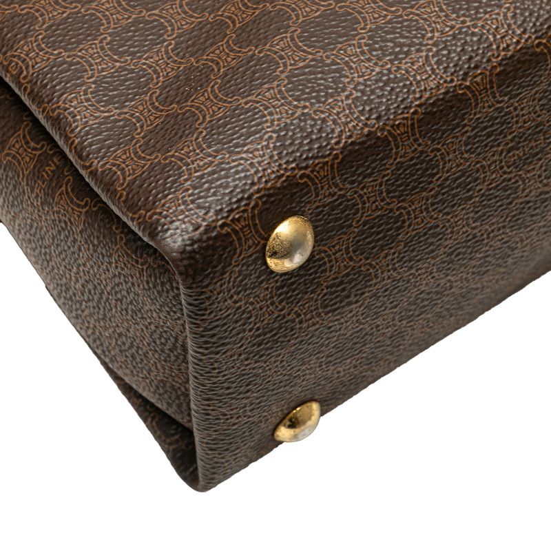 Celine Macadam Business Briefcase Shoulder Bag 2-Way Brown Leather