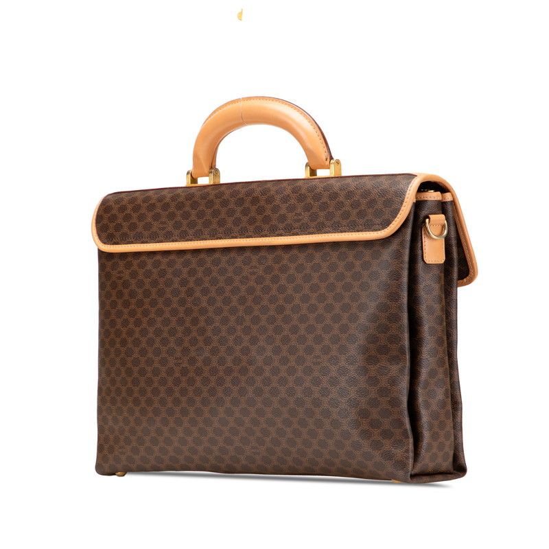 Celine Macadam Business Briefcase Shoulder Bag 2-Way Brown Leather