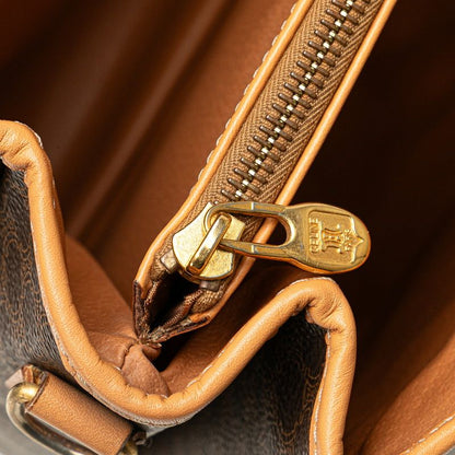 Celine Macadam Business Briefcase Shoulder Bag 2-Way Brown Leather