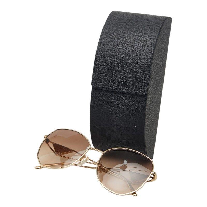 Prada Metal Frame Full Rim Gradient Sunglasses Gold Eyewear