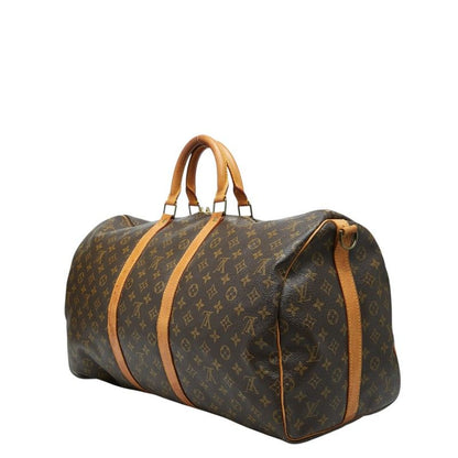 Louis Vuitton Monogram Keepall Bandouliere 55 Boston Bag 2-Way Brown Leather