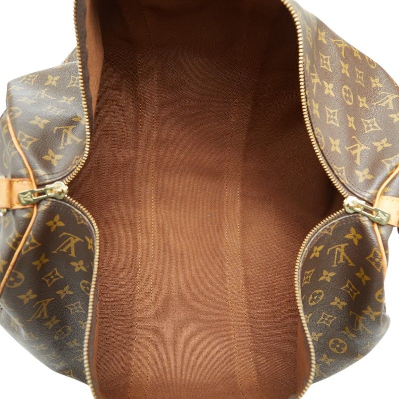 Louis Vuitton Monogram Keepall Bandouliere 55 Boston Bag 2-Way Brown Leather