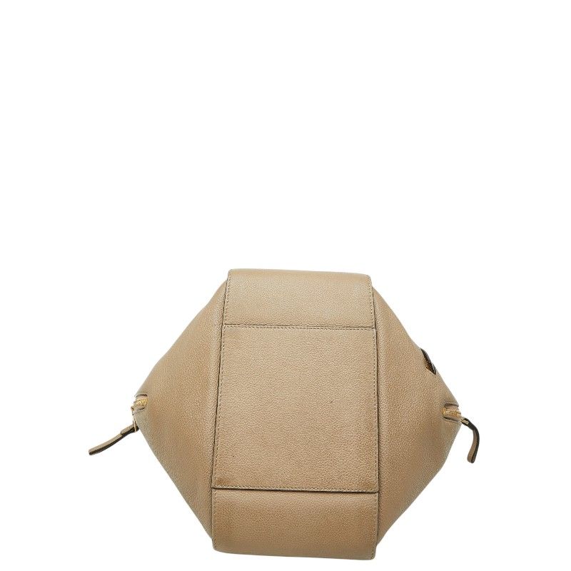 Loewe Anagram Hammock Small Shoulder Bag Drawstring 2-Way Beige Leather