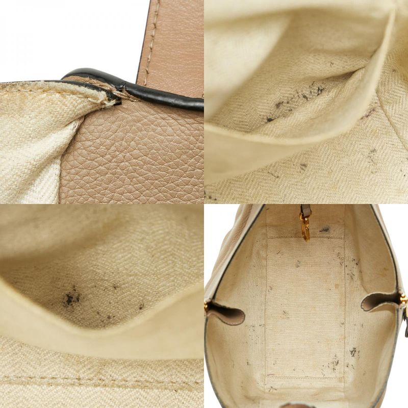 Loewe Anagram Hammock Small Shoulder Bag Drawstring 2-Way Beige Leather