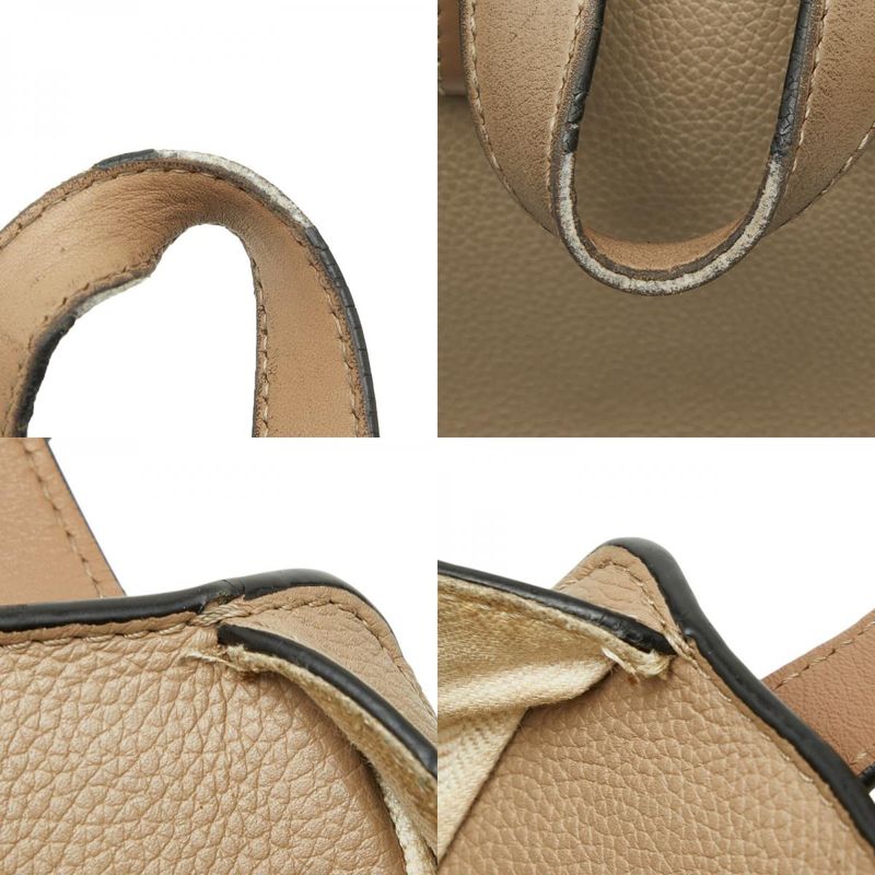Loewe Anagram Hammock Small Shoulder Bag Drawstring 2-Way Beige Leather