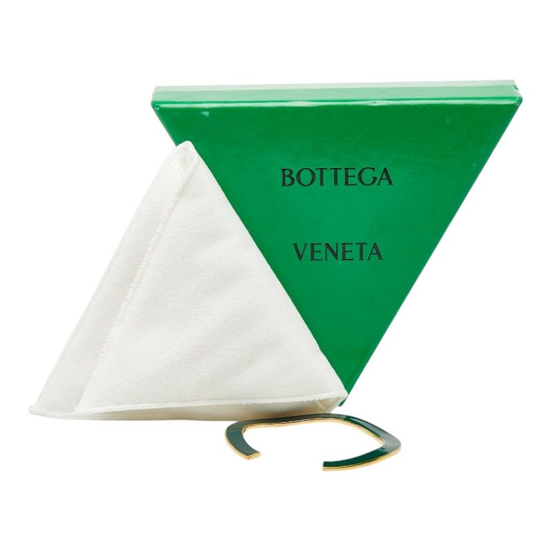 Bottega Veneta Calf Bangle Bracelet s Green Gold Silver Enamel
