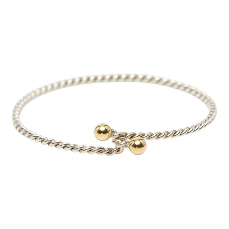 Tiffany & Co Double Eye Twist Bangle Bracelet Silver Gold 18k Yellow Combination