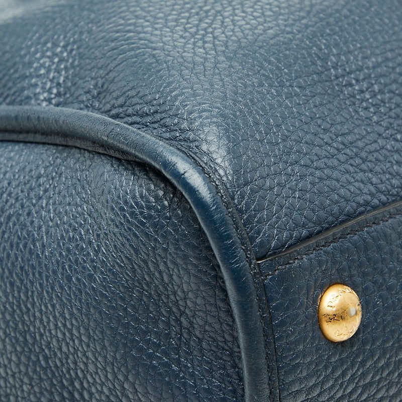 Prada 2-Way Shoulder Bag Navy Vitello Daino Leather