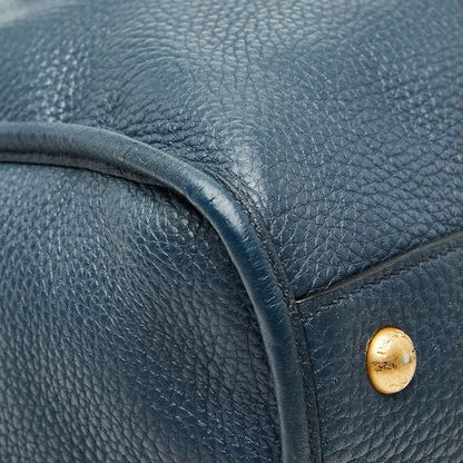 Prada 2-Way Shoulder Bag Navy Vitello Daino Leather