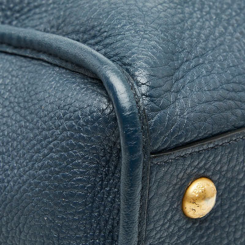 Prada 2-Way Shoulder Bag Navy Vitello Daino Leather