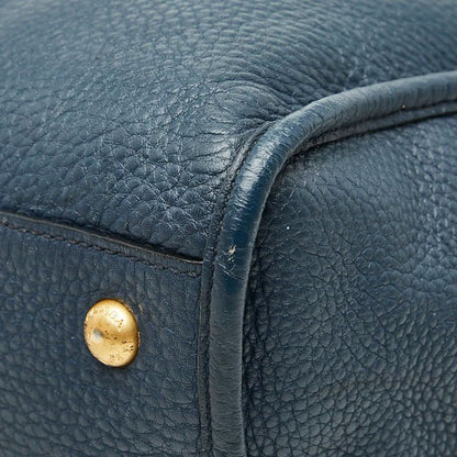 Prada 2-Way Shoulder Bag Navy Vitello Daino Leather