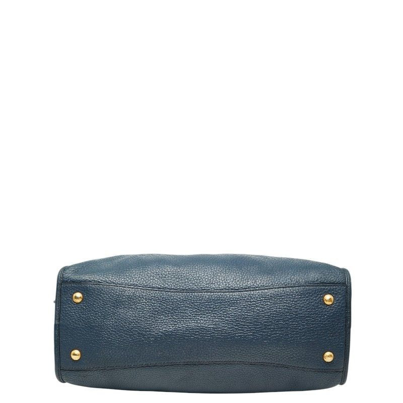 Prada 2-Way Shoulder Bag Navy Vitello Daino Leather