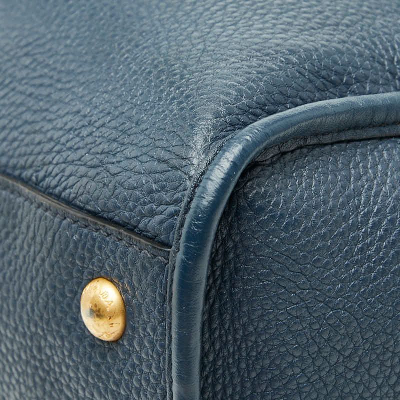 Prada 2-Way Shoulder Bag Navy Vitello Daino Leather