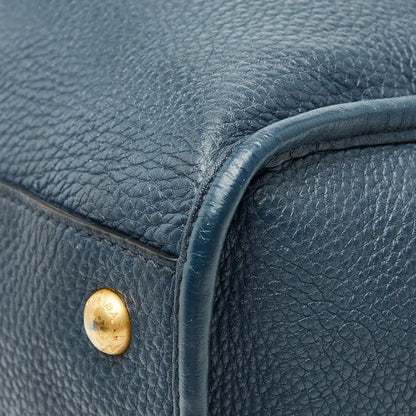 Prada 2-Way Shoulder Bag Navy Vitello Daino Leather