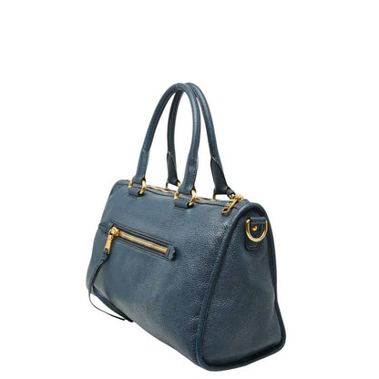 Prada 2-Way Shoulder Bag Navy Vitello Daino Leather