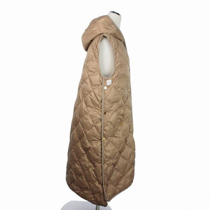 Max Mara the Cube Quilted Hoodie Long Down Gilet Coat Jacket 42 Beige