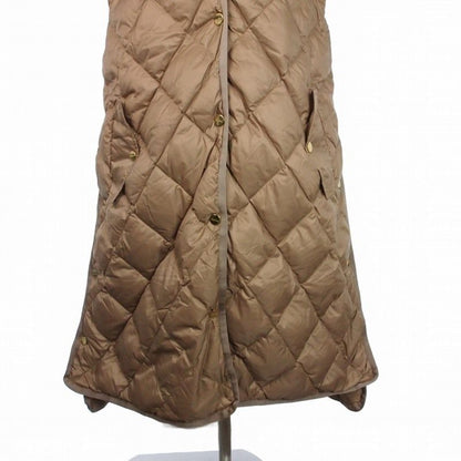Max Mara the Cube Quilted Hoodie Long Down Gilet Coat Jacket 42 Beige
