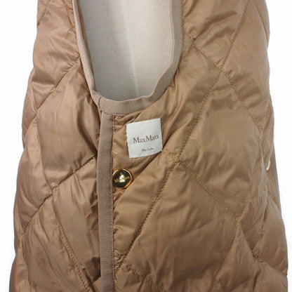 Max Mara the Cube Quilted Hoodie Long Down Gilet Coat Jacket 42 Beige