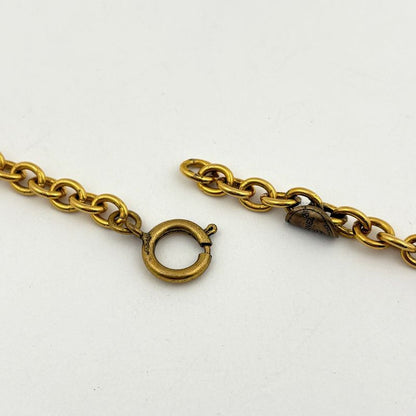 Chanel CC Logo Line Stone Necklace Long Gold Plated