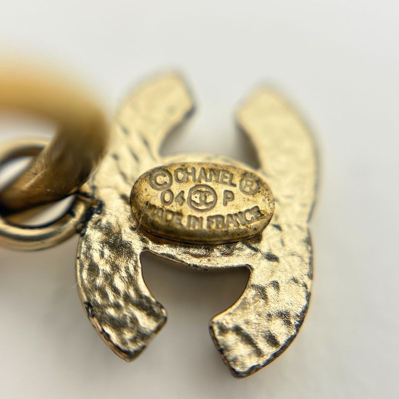 Chanel CC Logo Earrings Swing Gold Plated Purple