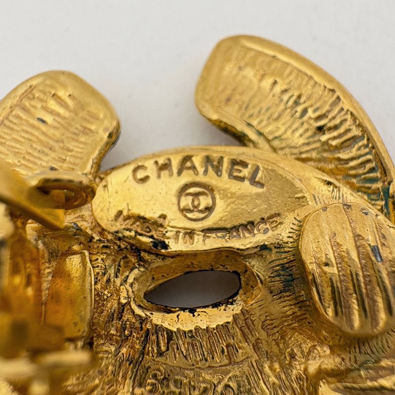 Chanel CC Logo Earrings Gold Plated