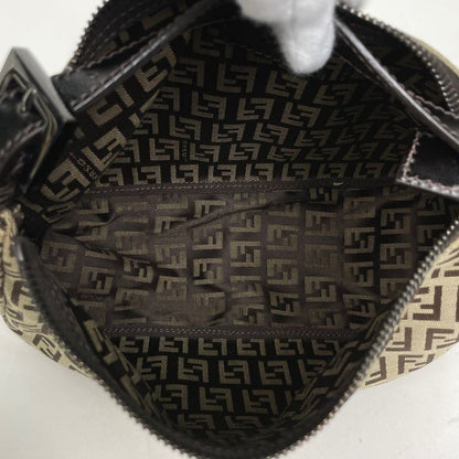 Fendi Zucchino Pattern Handbag Pouch Canvas Brown