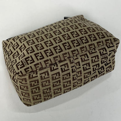 Fendi Zucchino Pattern Handbag Pouch Canvas Brown