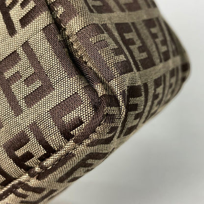 Fendi Zucchino Pattern Handbag Pouch Canvas Brown
