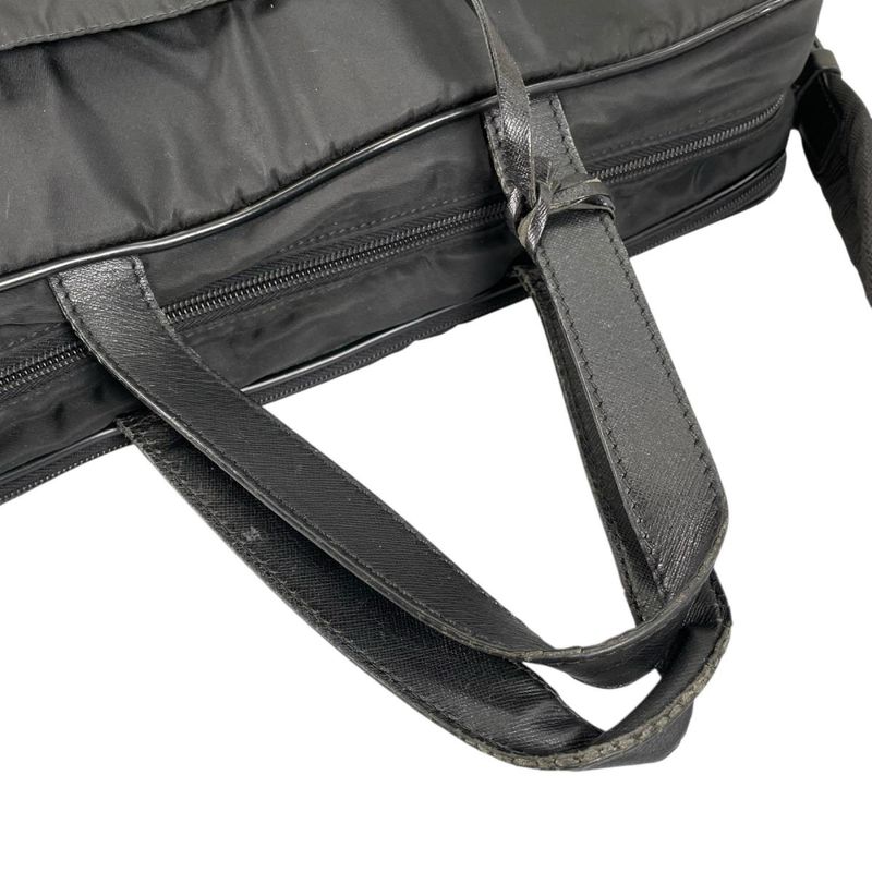 Prada Briefcase Business Triangle Logo Shoulder Bag Black