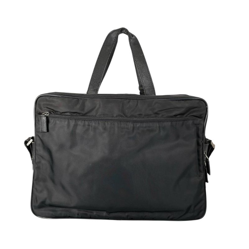 Prada Briefcase Business Triangle Logo Shoulder Bag Black